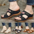 thumbnail image 7 of Orthopedic Wedge Slide Sandals for Women Flower Embroidery Comfortable Slip On Summer Platform Shoes, 7 of 7