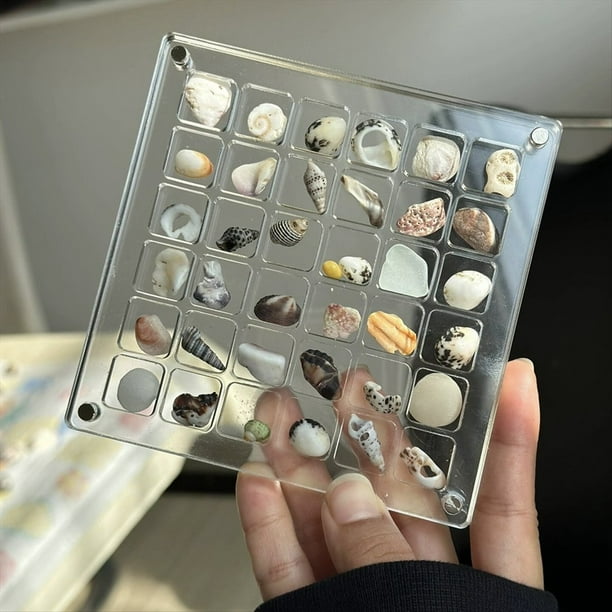 2 Piezas 36Grids Caja de Exhibición Concha Marina Magnética Transparente Acrílico, Caja Organizadora de Exhibición de Almacenamiento de Cuentas de Piedras Preciosas de Diamante