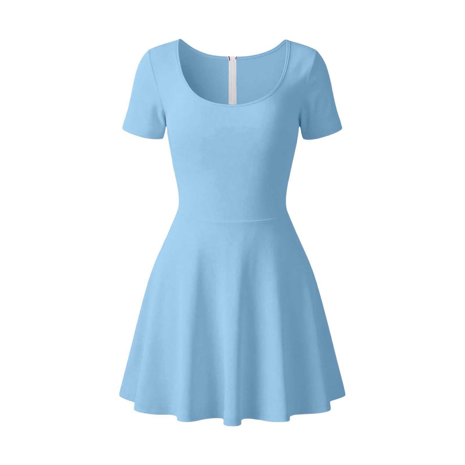ATOGUTA Athletic Dress for Girls Blue Ruffle Summer Dresses Cute Birthday Party Princess Sundress 5T-15