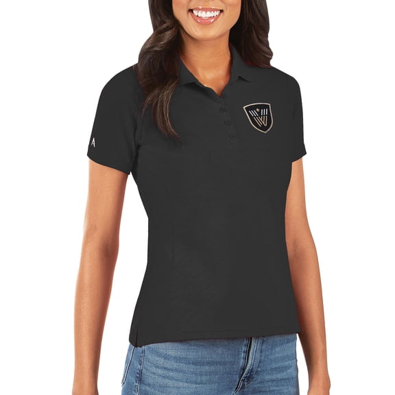 Women's Antigua Black Vancouver Warriors Team Logo Legacy Pique Polo
