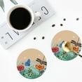 thumbnail image 4 of Yiaed Colorful Plants And Insects Print Leather Coasters for Drinks - Cup Coasters Coffee Table Kitchen Table Bar, Home & Office Gifts Handmade Drink Coasters-Round Shape, 4 of 6