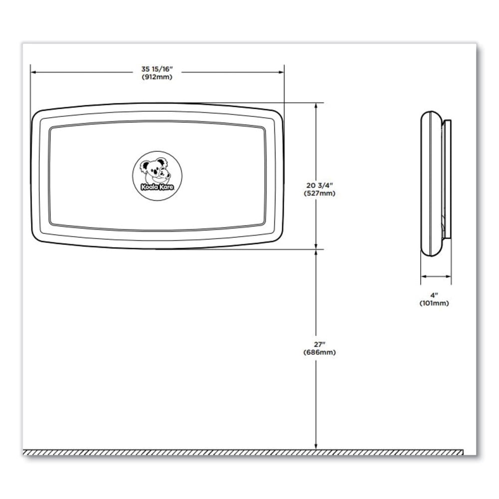 Koala Kare Products Baby Changing Station Wall Horizontal Mount, Gray