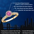 thumbnail image 2 of Gem Stone King 10K Yellow Gold Pink Created Sapphire and Lab Grown Diamond Engagement Ring for Women | 0.84 Cttw | Round 5MM | Gemstone September Birthstone | Size 8, 2 of 6