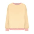 thumbnail image 5 of Fanxing Womens Oversized Sweatshirts Crewneck Long Sleeve Pullover 2025 Cute Color Block Casual Fleece Y2k Cropped Tops Beige M, 5 of 6