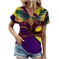 thumbnail image 2 of Fiudx Tops para Mujer Top Informal de Primavera y Verano de Manga Corta con Cuello En V para Mujer, 2 of 4
