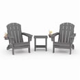 thumbnail image 1 of Garvee Ensemble de 2 Chaises Adirondack Pliantes en HDPE avec Table d'Appoint, Porte-Gobelet, Capacité de 380 Lb, Gris, 1 of 8