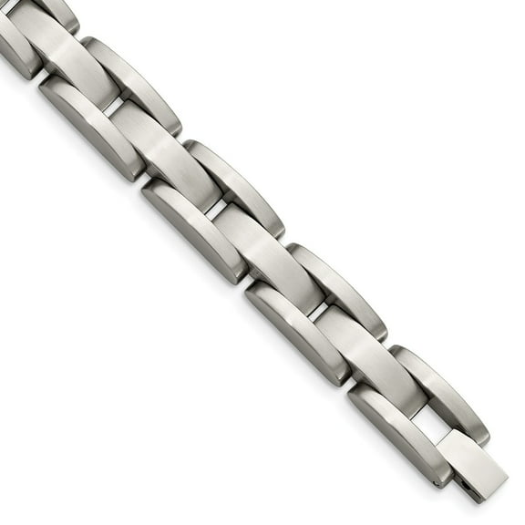 White Stainless Steel bracelet Men's 8 in 9 mm Brushed 8in