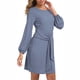 thumbnail image 2 of Vestido De Cóctel, Poliéster, Manga Larga De Farol, Vestido Corto, Cintura Con Lazo, Cómodo Para Citas ANGGREK No, 2 of 6