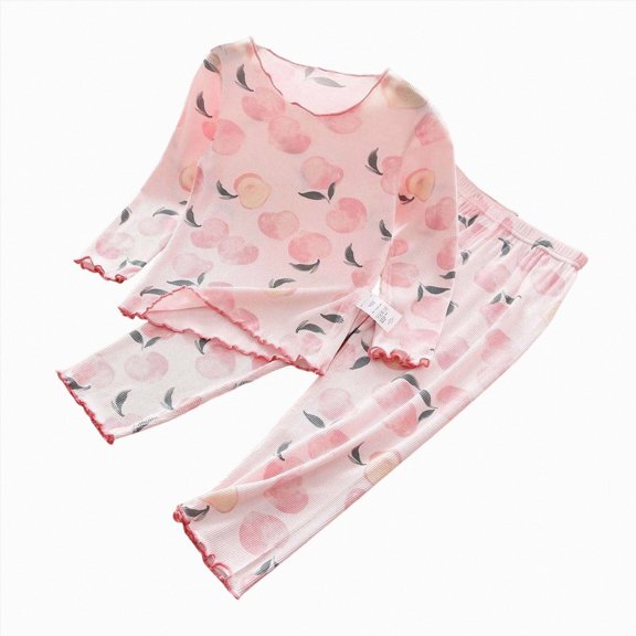 YDFCWX Pajamas for Girls Little Girls 2 Piece Jammies Set Girls Soft Pajamas Long Sleeve Daily Sleepwear Red,6-12 Months