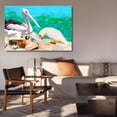thumbnail image 6 of A White Pelican and A Parrot Foraging on Beach with Colorful Shells and Tranquil Waters Canvas Poster Bedroom Decor Sports Landscape Office Room Decor Gift,Frame-style,08x12inch(20x30cm), 6 of 8