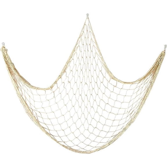 Zhuge Cotton Fishing Net Decorative 79 Inch Beach Themed Decor Home Bedroom Party Wall Decoration Fish Netting Decorative, Cream White