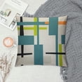 thumbnail image 2 of COMIO  Abstract Teal Chartreuse Blue Green Grey Throw Pillow Cover Classic Repeat Collage Geometric Regular Pillow Case Decorative Men Women Boy Girl Room Cushion Cover for Home Couch Bed, 2 of 5