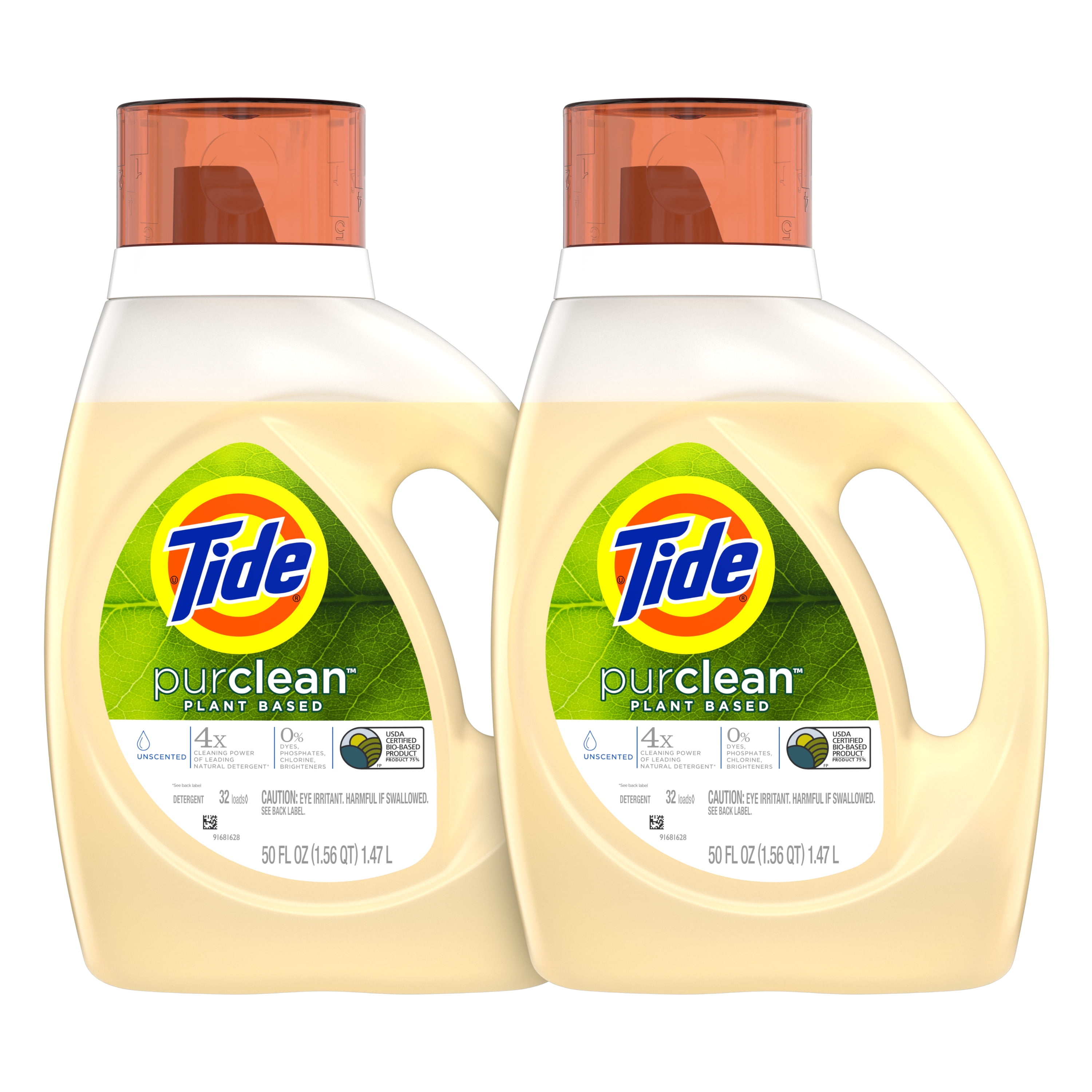 Tide Purclean, Plantbased Laundry Detergent, Unscented, 2