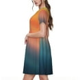 thumbnail image 2 of Goofa yellow orange and teal Pattern Women Summer Short Sleeve Midi Dress with Pockets Casual Aline Flowy Tshirt Dress Vocation Beach Sundress, 2 of 6