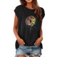 thumbnail image 1 of Gibobby Playera de Manga Corta Casual Suave Mujeres Cap manga verano Casual Tops cuello en V Color sólido Casual camisas blusa holgada(Negro,XL), 1 of 4