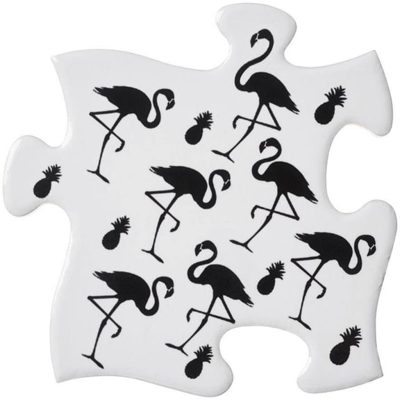 Alchemy Gothic CJ2 Ceramic Flamingo & Pineapple Jigsaw Coaster - 4 Piece