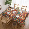 thumbnail image 2 of DouZhe Rectangular Tablecloth, Retro Triangles Mesh Table Cloth for Kitchen Dinning Tabletop, 72" x 54" Waterproof Polyester Table Cover, 2 of 8