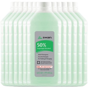 Swan Wintergreen Wellness Isopropyl Rubbing 50%  Alcohol 16 Oz. (12 PACK WHOLESALE CASE BOXED)
