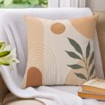 thumbnail image 3 of Bohemian Pillow Covers 26x26 Set of 2, Modern Abstract Boho Leaves Beige Middle Century Throw Pillow Covers Decorative Couch Cushion Cover, Microfiber Soft Pillowcases for Bedroom Living Room Sofa, 3 of 9