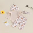 thumbnail image 4 of Floral Pants and Hat Bow Headband Set for Girl‘s Long Sleeve Romper, 4 of 8