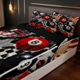 thumbnail image 2 of Erosebridal 8 Ball Zipper Twin Comforter Sets with Fitted Sheet and 2 Pillowcases Disco Zipper Bedding Set, Disco Crimson, Black Reversible, 2 of 7