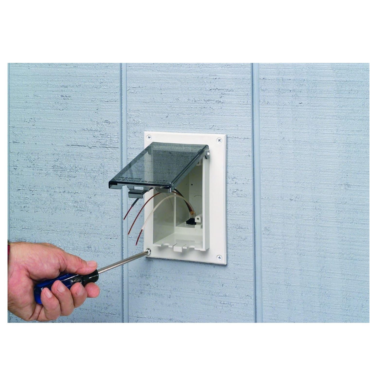 DBVR1C-1 Low Profile IN BOX Electrical Box with Weatherproof Cover for Flat Surface Retrofit Construction, 1-Gang, Vertical, Clear