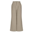 thumbnail image 4 of cocolona Womens Summer Casual Business Work Pants Elastic Waist Straight Wide Leg Pleated Pants with Pockets, 4 of 5