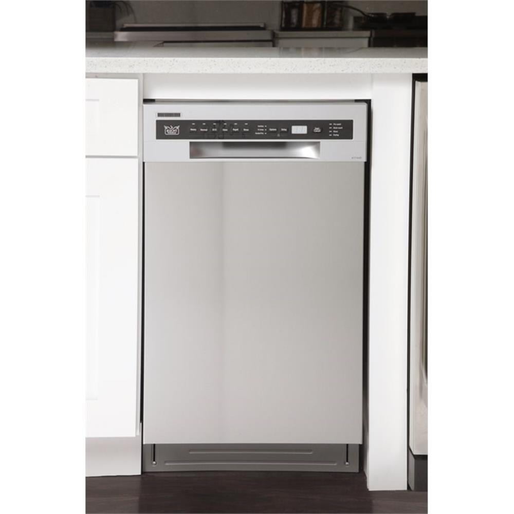 Pemberly Row 18" Stainless Steel Front Control Dishwashers in Silver