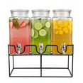 thumbnail image 1 of Juego 3 Dispensadores de Bebidas, Vitrolero de Vidrio, Diseño Sutil Textura, Tapa Vidrio con Sellado Goma y Base Metal Negro, Capacidad Individual 1.7 L, 1 of 2