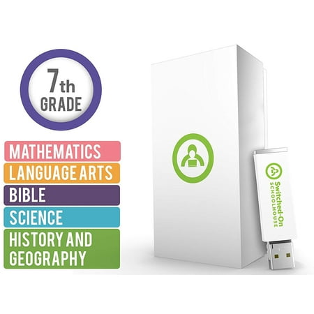 Switched on Schoolhouse, Grade 7, USB 5 Subject Set – Math, Language, Science, History, & Bible, 7th Grade Homeschool Curriculum by Alpha (Best 7th Grade Homeschool Curriculum)