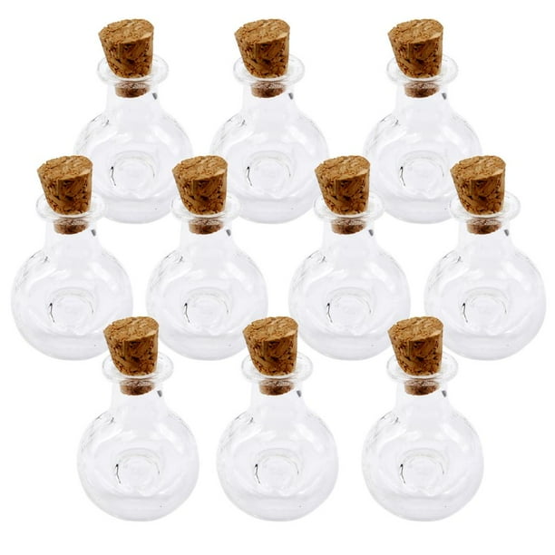 10 piezas de mini frascos de vidrio con corcho para amuletos, frascos, frascos de deseos, colgantes artesanales para bricolaje