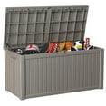 thumbnail image 5 of 180-Gallon Weatherproof Outdoor Storage Box with Woodgrain Finish -light coffee, 5 of 12