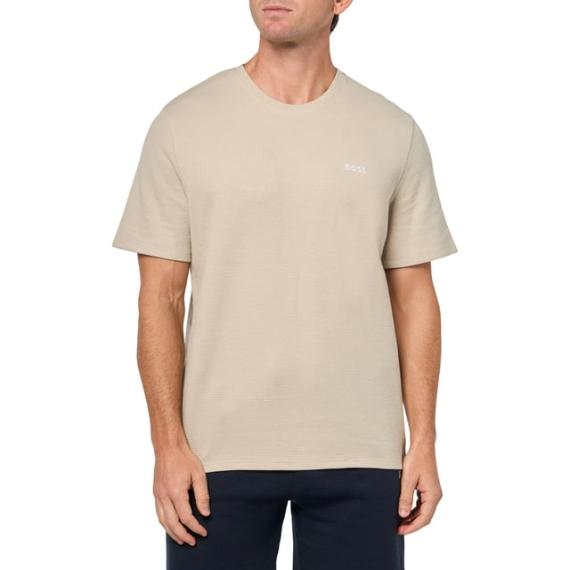 Remera BOSS con Logo en Contraste tipo Waffle, Manga Corta, color Cashew, talle XXL