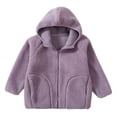 thumbnail image 4 of Atogsazn Kids Girls Fleece Full Zip Jacket Children Sherpa Long Sleeve Hooded Coat Winter Warm Tops Purple 10-11 Years Fashion, 4 of 7