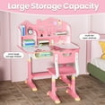 thumbnail image 6 of Fompes Kids Desk and Chair Set Height Adjustable School Study Desk and Chair with Storage Drawer Widened Desktop Bookstand for Boys Girls - Pink, 6 of 13