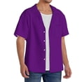 thumbnail image 4 of Naloa Purple Men's Loose Fit Cuban Collar Short-Sleeve Shirt with Button-down and Chest Pocket for Everyday Wear Outings - 3X-Large, 4 of 7