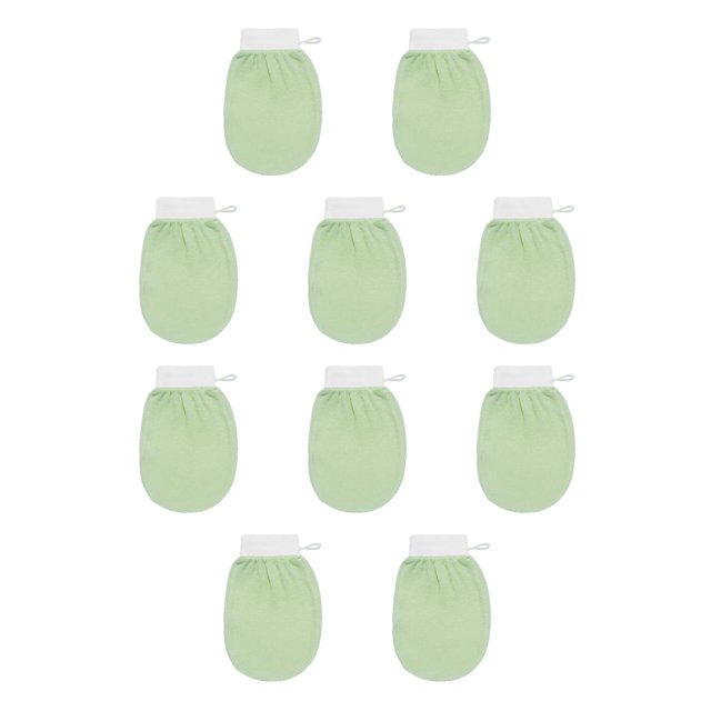 Seitruly Guante de baño portátil para el hogar, brazo, pierna, pecho, espalda, cuerpo, guantes exfoliantes, herramientas de ducha, accesorios Verde claro 10piezas