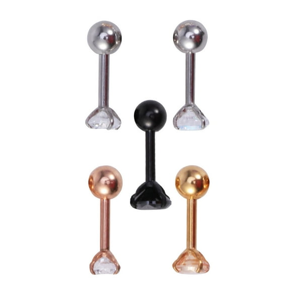 LABSERRON 5 Pairs Black Ear Studs Pierced Earrings For Ear Piercings Easy to Clean