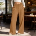 thumbnail image 2 of JIAYUE Women Sweatpants Solid Color Elastic Drawstring Waist Side Pockets Wide Leg Long Pants for Daily Casual Wear, 2 of 5