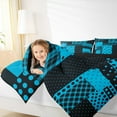 thumbnail image 4 of Manfei Cartoon Polka Dots King Size Comforter Sets,Chic French Style Bedding Comforter Set,Blue Black Patchwork Plaid Bedding Set For Children,Breathable Home Decor Reversible,3 Pieces, 4 of 8