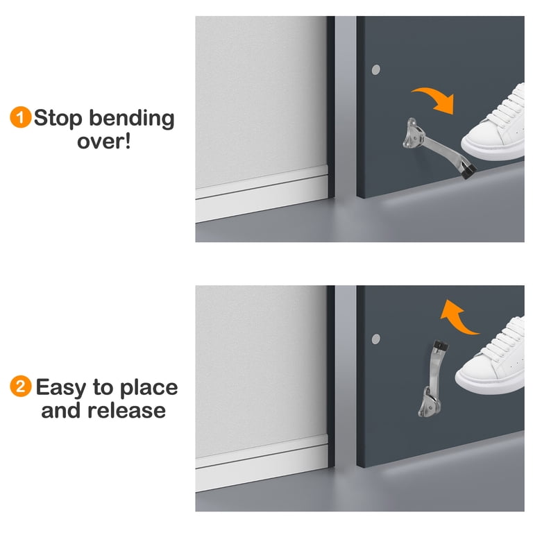 Heavy-Duty Door Stopper Wedge – Set Of 2, Zinc Alloy With Non-Slip Rubber Base, Works On Carpet, Tile, Wood – Bonus Wall Protectors Included