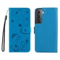 thumbnail image 2 of SaniMore for Samsung Galaxy S23 Plus 6.6" 2023 Case, PU Leather Skin with Embossed Cat Flip Magnetic Cover Card Slots Kickstand Detachable Lanyard Full Around Wallet Case For Galaxy S23 Plus, Blue, 2 of 11
