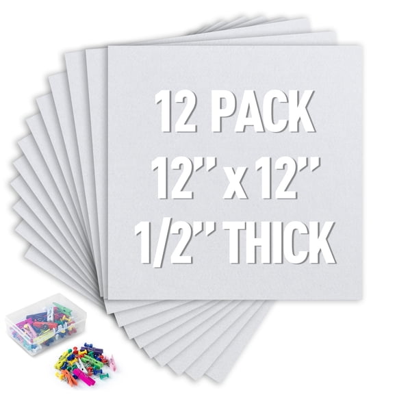 Tablón de anuncios de corcho AKTOP blanco de 30 x 30 cm con 120 alfileres