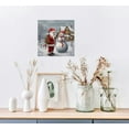 thumbnail image 3 of Nawypu  Xmas Canvas Paintings for Home Decorations Joyful Santa with Snowman in in Winter Snow Abstract Wall Art for Dining Living Room Kitchen Decor - 16x16 inch, 3 of 4