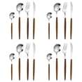 thumbnail image 1 of Set 16 Pieces, Wood Surface Handle And Matte Gold Head Flatware Set, Stainless Steel Cutlery Set, Utensil Sets, Service Set for 4, 1 of 6