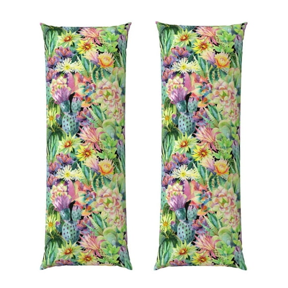 Kdxio Watercolor Blooming Cactus Print Body Pillow Cover with Zipper,Soft Body Pillow Pillowcase,Long Pillow Case Cover,20x54 Inch
