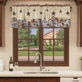 thumbnail image 6 of Star Brown Curtain Valances for Windows, Kitchen Valance Window Treatments Panel 2 Pack, Farmhouse American Country Vintage Berry Rod Pocket Short Curtains for Bathroom Bedroom 42 x 18 Inch, 6 of 8