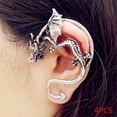 thumbnail image 1 of 4pcs Silver Golden Men Women Rrtro Gothic Dargon Ear Cuff Clip Wrap Stud Earring, 1 of 1