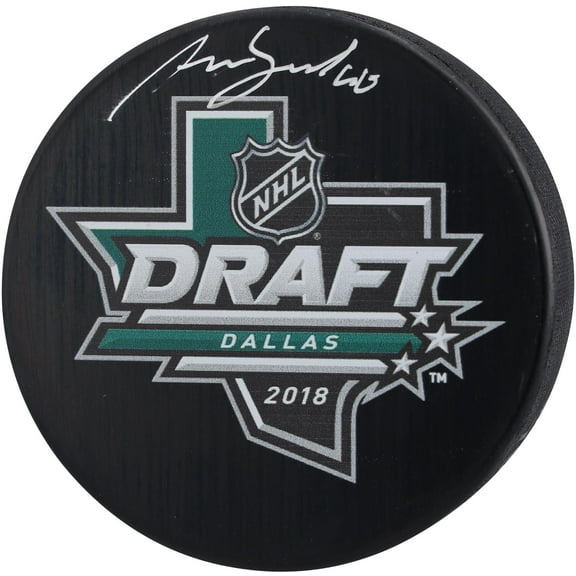 Akira Schmid New Jersey Devils Autographed 2018 Draft Logo Hockey Puck - Fanatics Authentic Certified