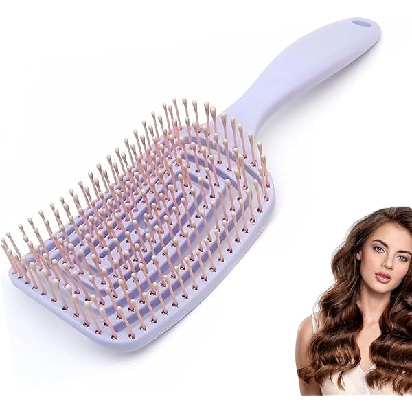 wonima44 Hair Brush Dry Wet Detangling, Curly - Curved and Vented for Women, Men or Kids Faster Blow Drying Styling Professional Paddle Vent detangler Bounce Curl Defining Brush Travel Brushs(Purple)